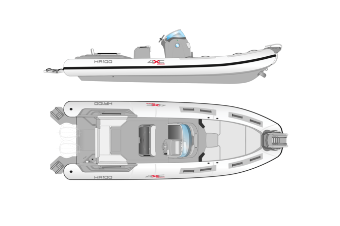 Navegación deportiva con embarcación semi-rígida equipada con motor fueraborda Honda BF40